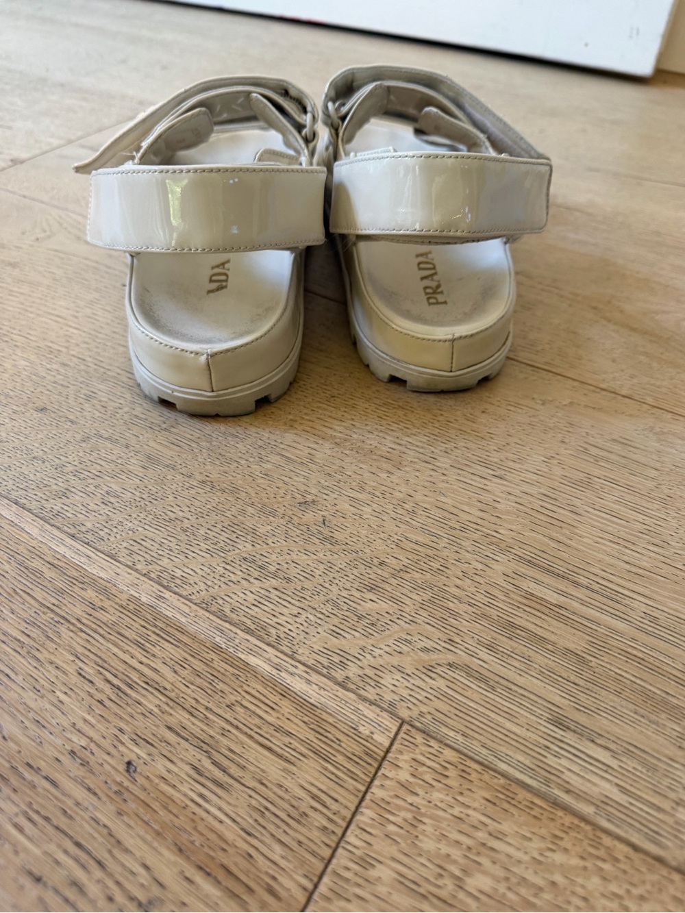 Prada Cream Quilted Strap Sandals - Picture 5 of 7